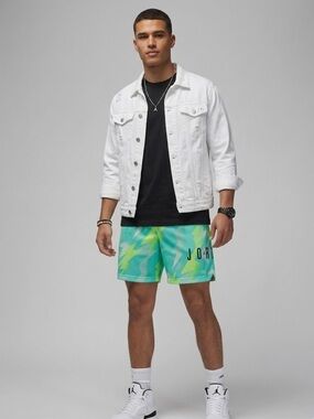 Jordan Brand Mesh Athletic Shorts - Teal/Volt Graphic | Size Medium